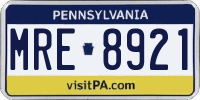 PA license plate MRE8921