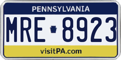 PA license plate MRE8923