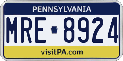 PA license plate MRE8924