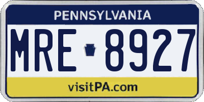 PA license plate MRE8927
