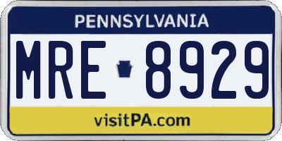 PA license plate MRE8929
