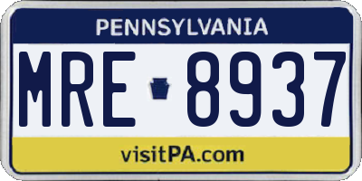 PA license plate MRE8937