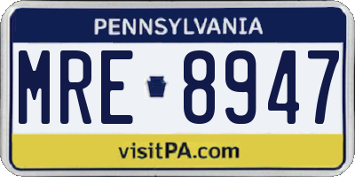 PA license plate MRE8947