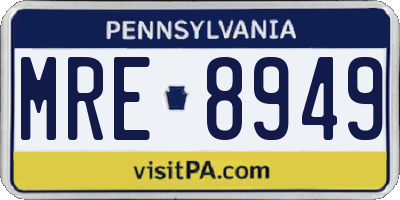 PA license plate MRE8949