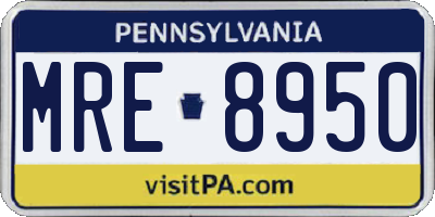 PA license plate MRE8950