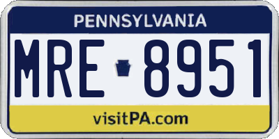 PA license plate MRE8951