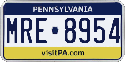 PA license plate MRE8954