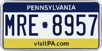 PA license plate MRE8957