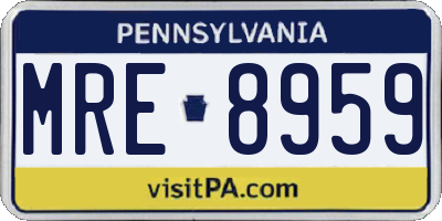 PA license plate MRE8959
