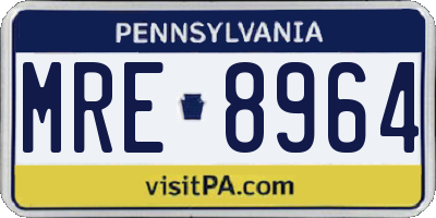 PA license plate MRE8964