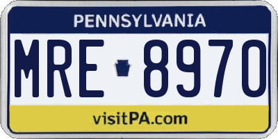 PA license plate MRE8970