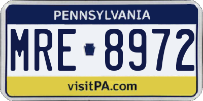PA license plate MRE8972