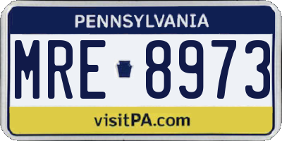 PA license plate MRE8973