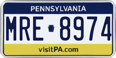 PA license plate MRE8974