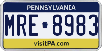 PA license plate MRE8983
