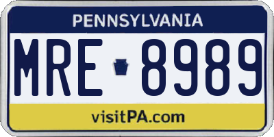 PA license plate MRE8989