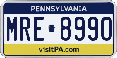 PA license plate MRE8990