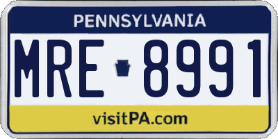 PA license plate MRE8991