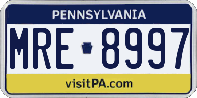 PA license plate MRE8997