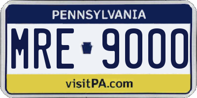 PA license plate MRE9000