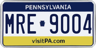 PA license plate MRE9004