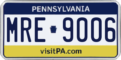 PA license plate MRE9006