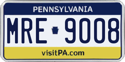 PA license plate MRE9008