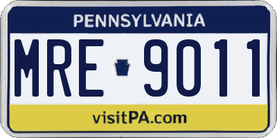 PA license plate MRE9011