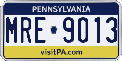 PA license plate MRE9013