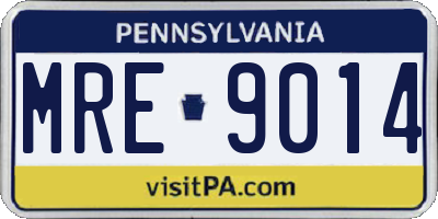 PA license plate MRE9014