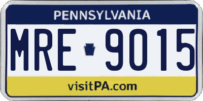 PA license plate MRE9015