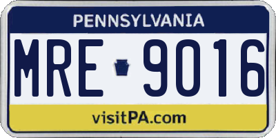 PA license plate MRE9016