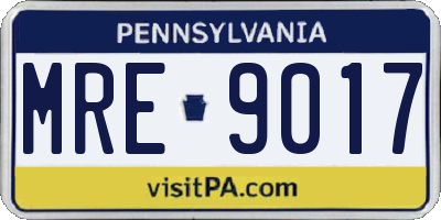 PA license plate MRE9017