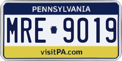 PA license plate MRE9019