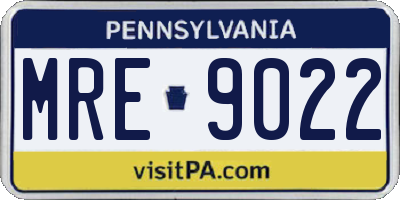 PA license plate MRE9022