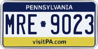 PA license plate MRE9023