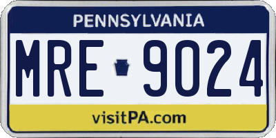PA license plate MRE9024