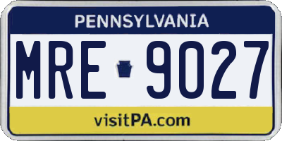 PA license plate MRE9027