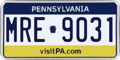 PA license plate MRE9031