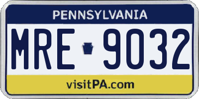PA license plate MRE9032