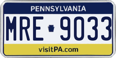 PA license plate MRE9033