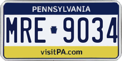 PA license plate MRE9034