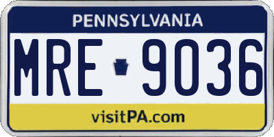 PA license plate MRE9036