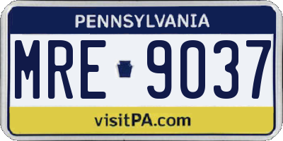 PA license plate MRE9037
