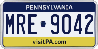 PA license plate MRE9042