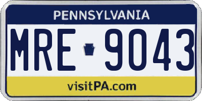 PA license plate MRE9043