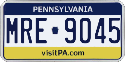 PA license plate MRE9045