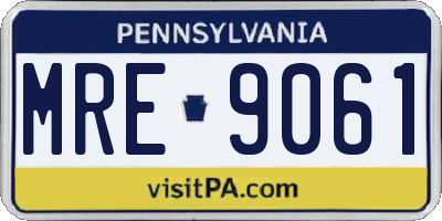 PA license plate MRE9061