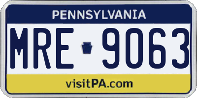 PA license plate MRE9063