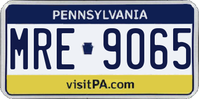 PA license plate MRE9065